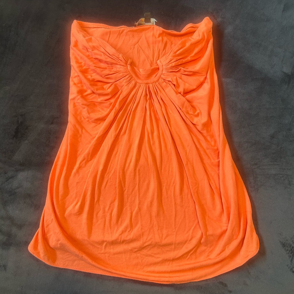 Y2K orange strapless top